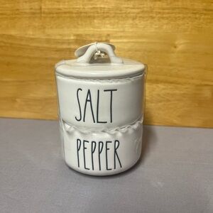Rae Dunn White Ceramic Salt and Pepper Holder Kitchen Tool